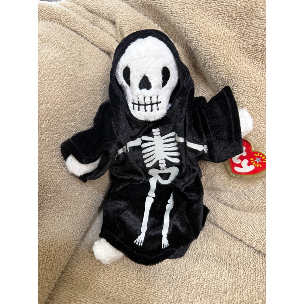 Ty Beanie Baby Creepers Skeleton Vintage OS Black New Halloween Plush 2000 Y2K